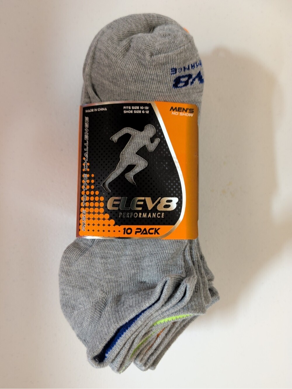 ELEV8 Performance Men's No Show Socks 10 Pack Size 10-13